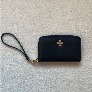 Tory Burch Black Leather Wristlet
